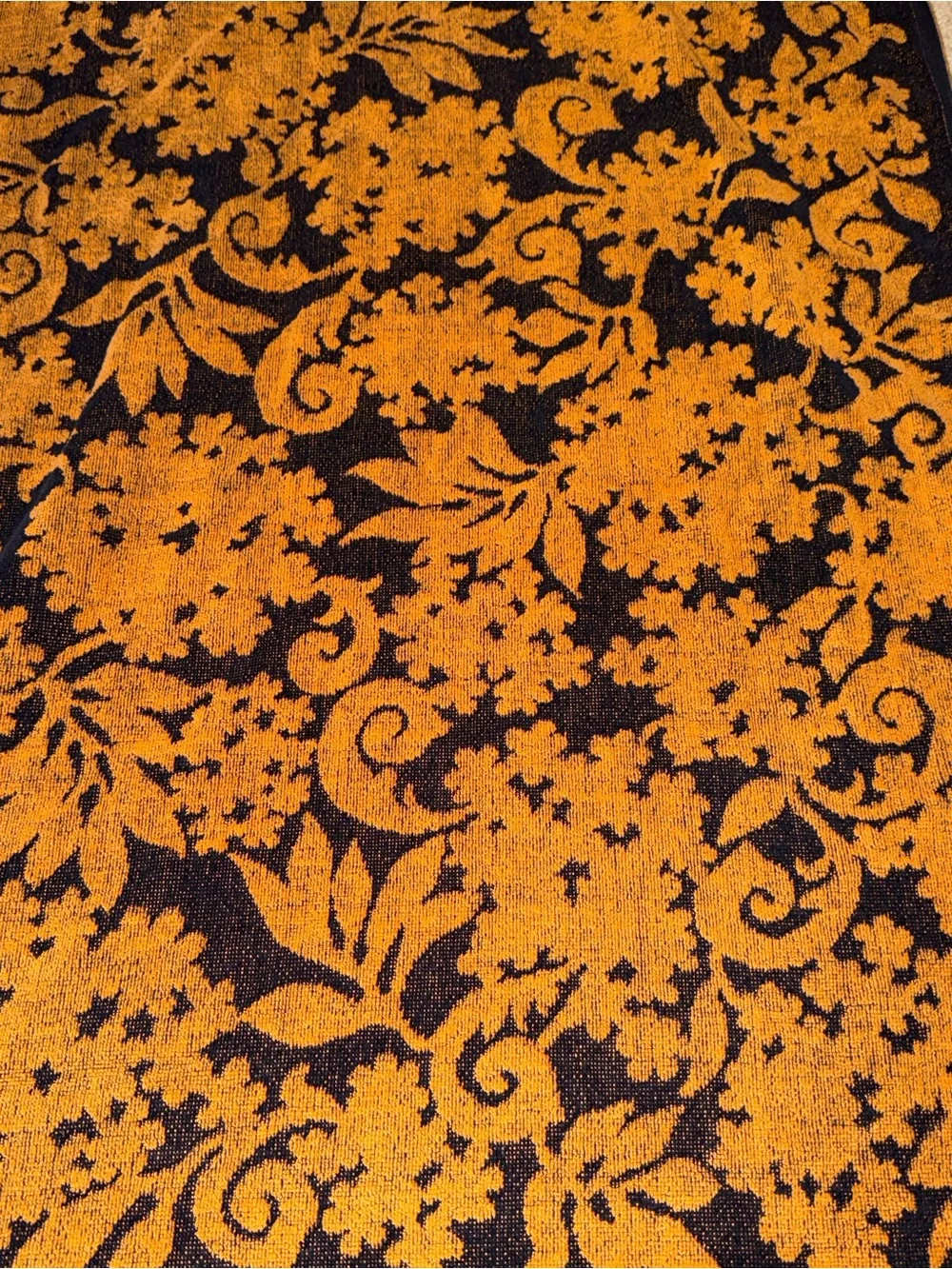 Vintage Floral Jacquard Towel in Black and Orange by Springmaid